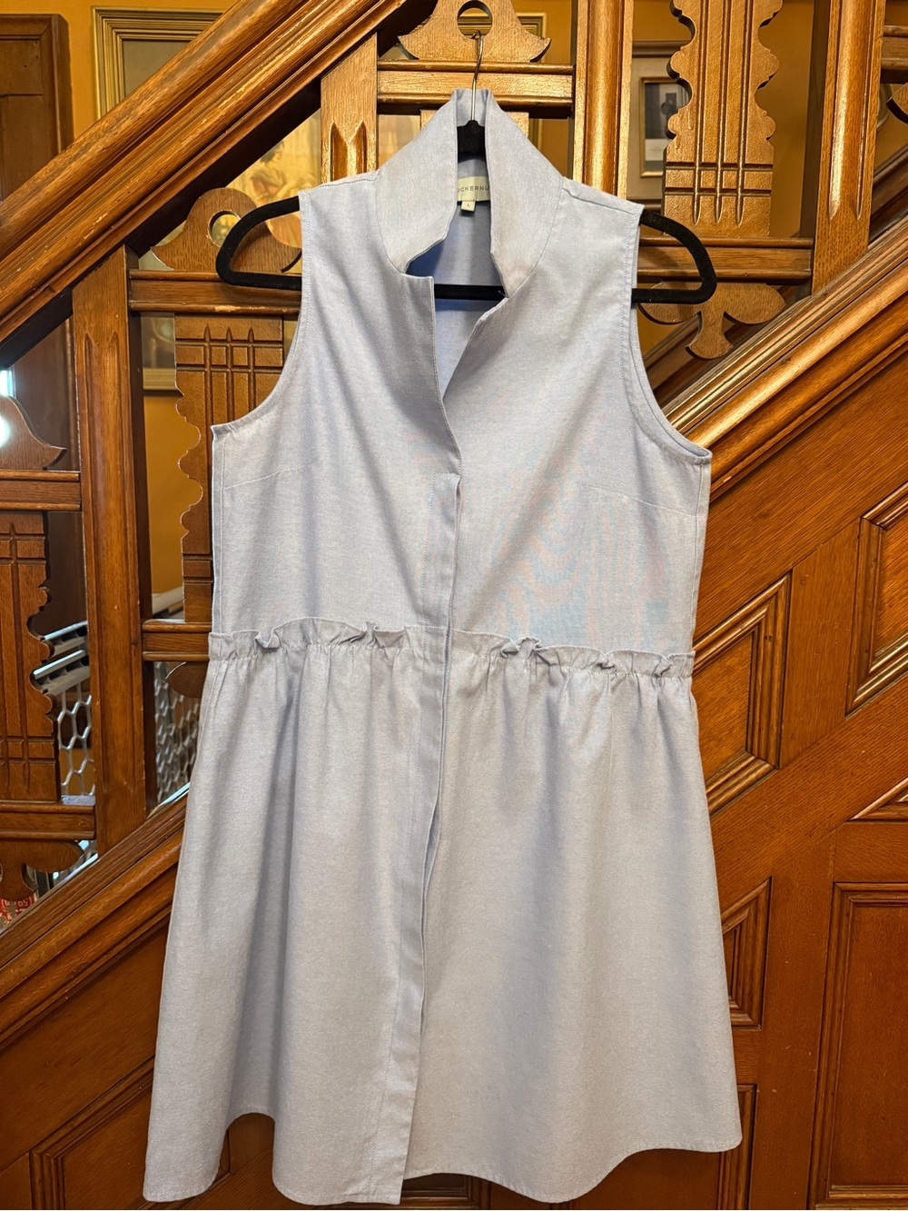 Oxford blue sleeveless royal shirt dress